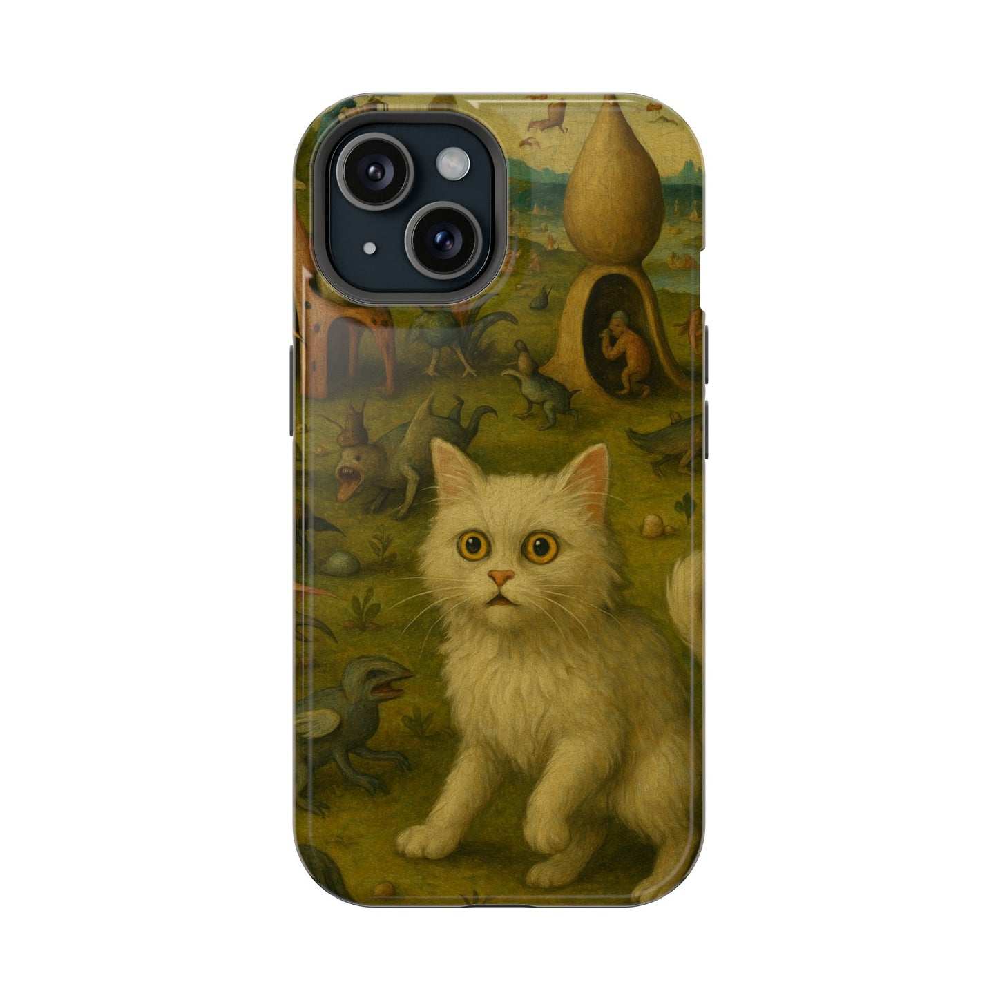 Garden of Cat Delights – Bosch Inspired – iPhone 16, 15, 14, 13 – MagSafe Magnetic Tough Case by HitStickers