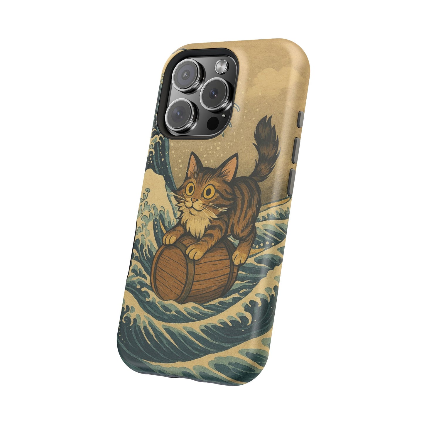 The Great Wave Cat – Hokusai Inspired – iPhone 16, 15, 14, 13 – MagSafe Magnetic Tough Case by HitStickers