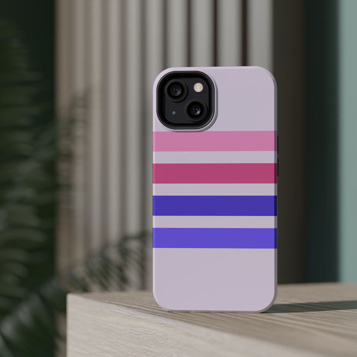 Lavender Love Striped – iPhone 16, 15, 14, 13 – MagSafe Magnetic Tough Case by HitStickers