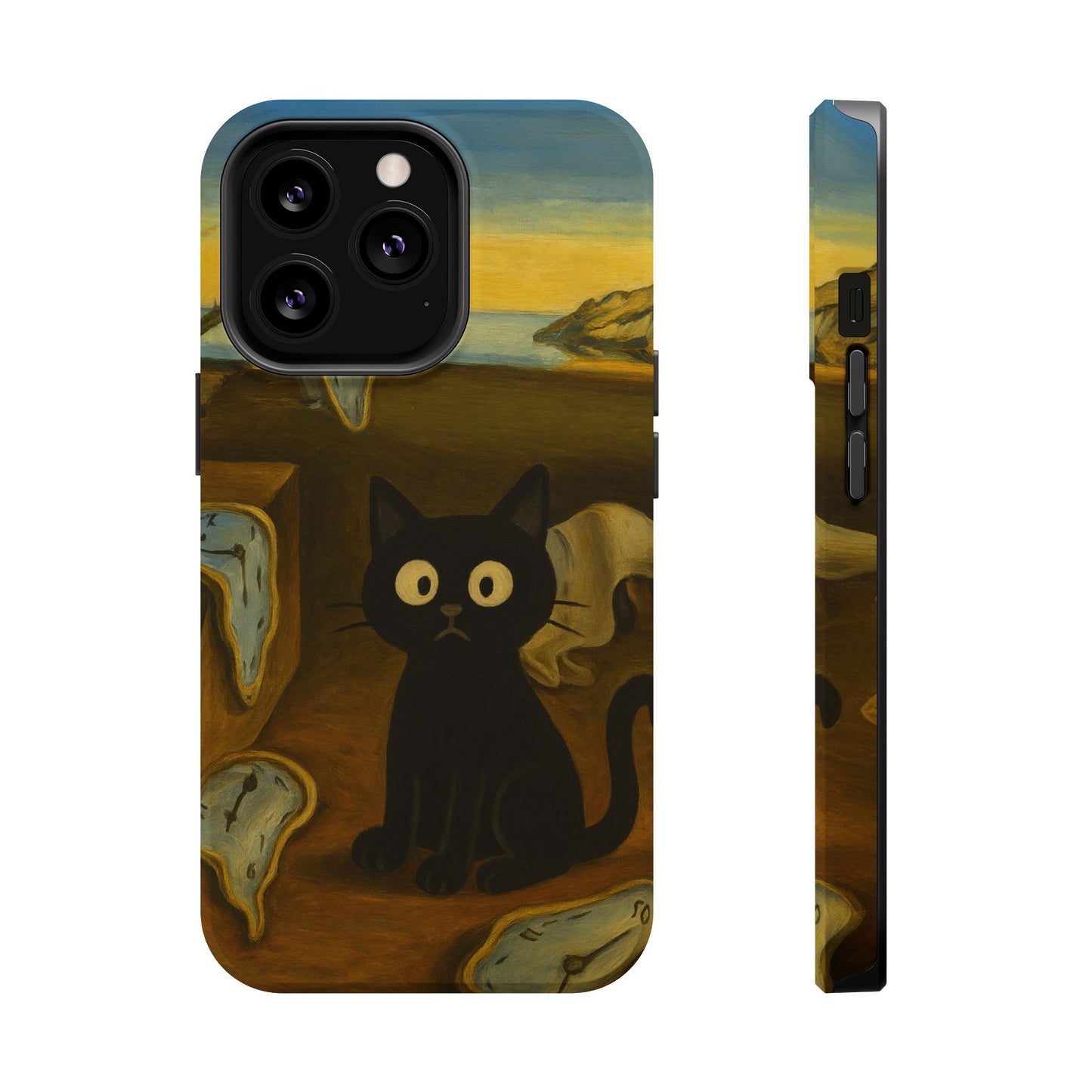 The Cat of Melting Time – Dalí Inspired – iPhone 16, 15, 14, 13 – MagSafe Magnetic Tough Case by HitStickers