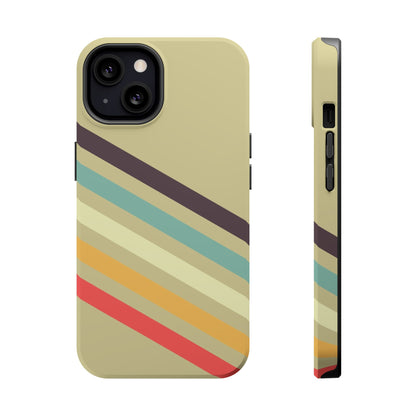 Retro Striped Case for iPhone 16, 15, 14, 13 - MagSafe Magnetic Tough Case by HitStickers