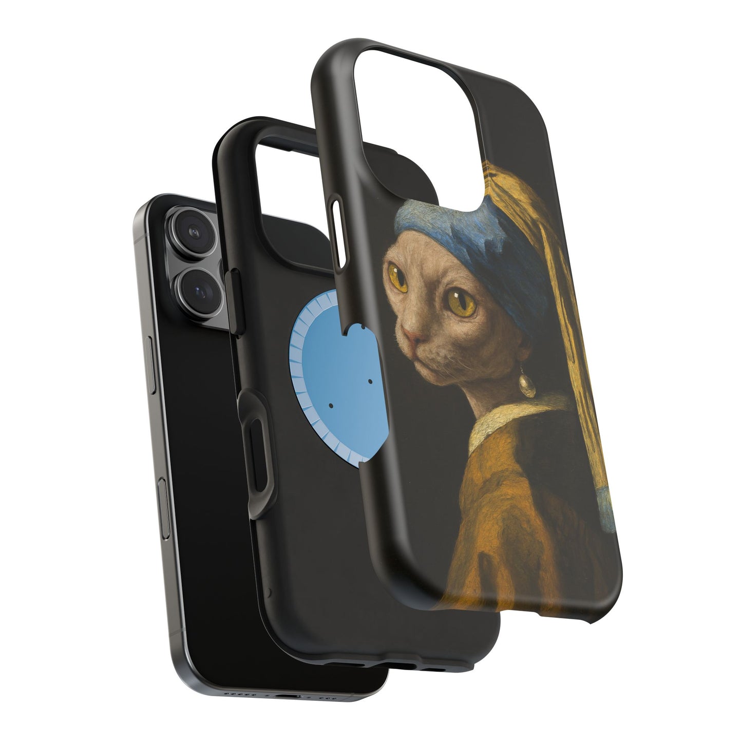 Cat with a Pearl Earring – Vermeer Inspired – iPhone 16, 15, 14, 13 – MagSafe Magnetic Tough Case by HitStickers