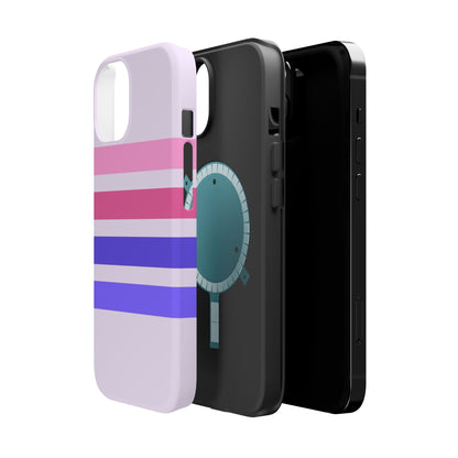 Lavender Love Striped – iPhone 16, 15, 14, 13 – MagSafe Magnetic Tough Case by HitStickers