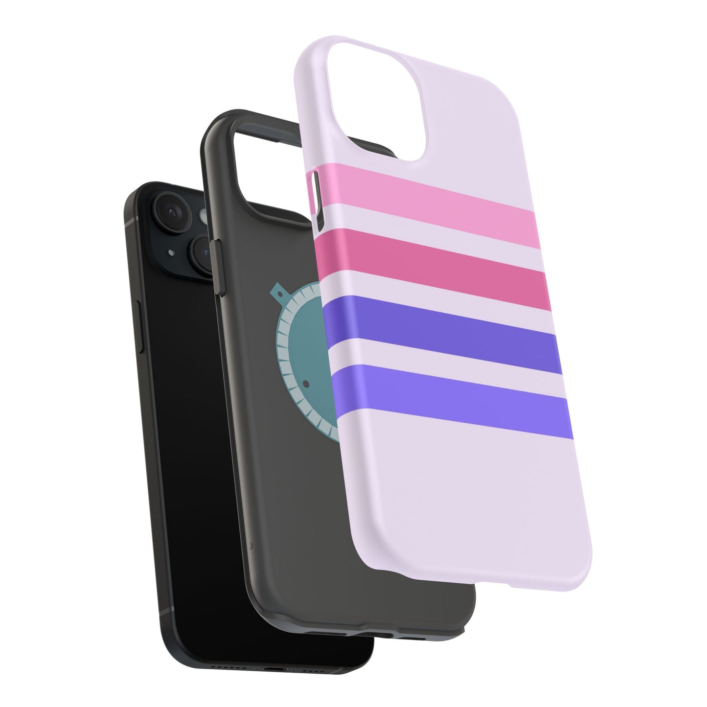 Lavender Love Striped – iPhone 16, 15, 14, 13 – MagSafe Magnetic Tough Case by HitStickers