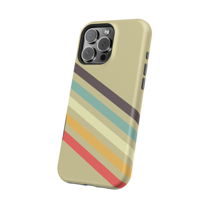 Retro Striped Case for iPhone 16, 15, 14, 13 - MagSafe Magnetic Tough Case by HitStickers