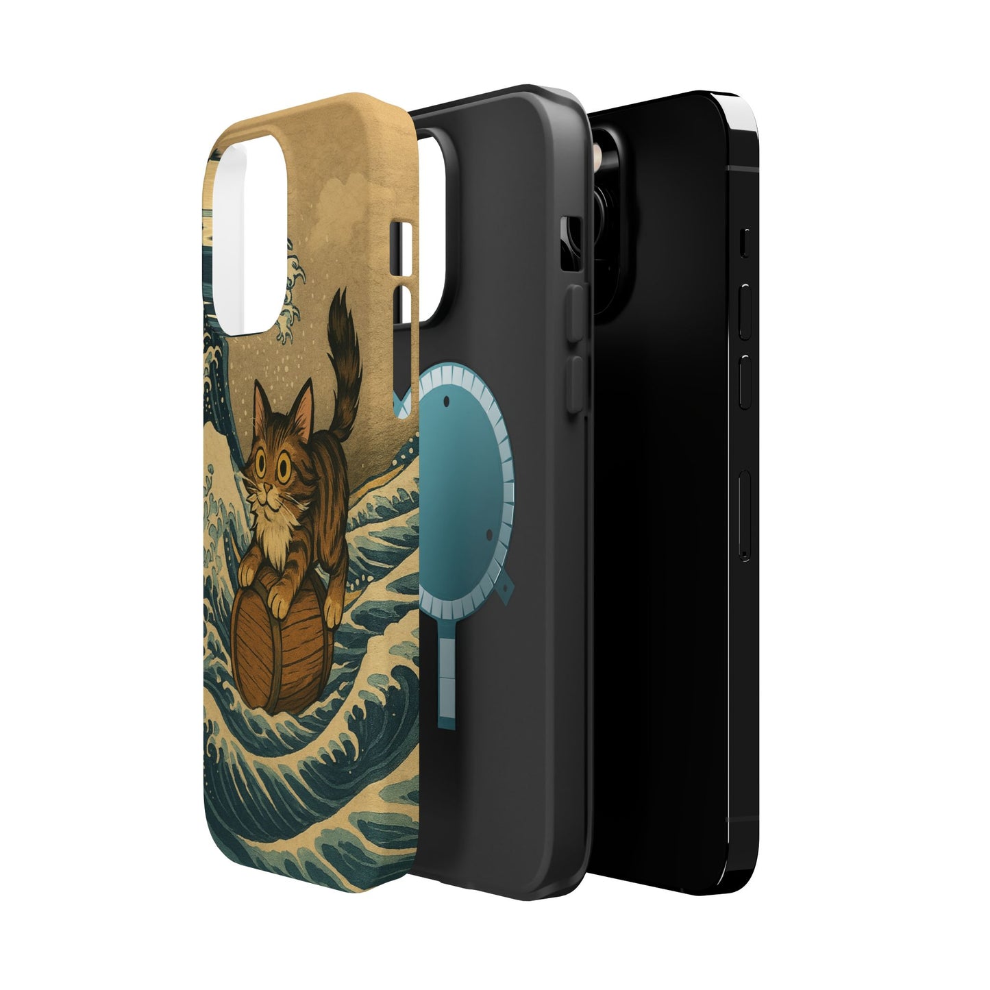 The Great Wave Cat – Hokusai Inspired – iPhone 16, 15, 14, 13 – MagSafe Magnetic Tough Case by HitStickers