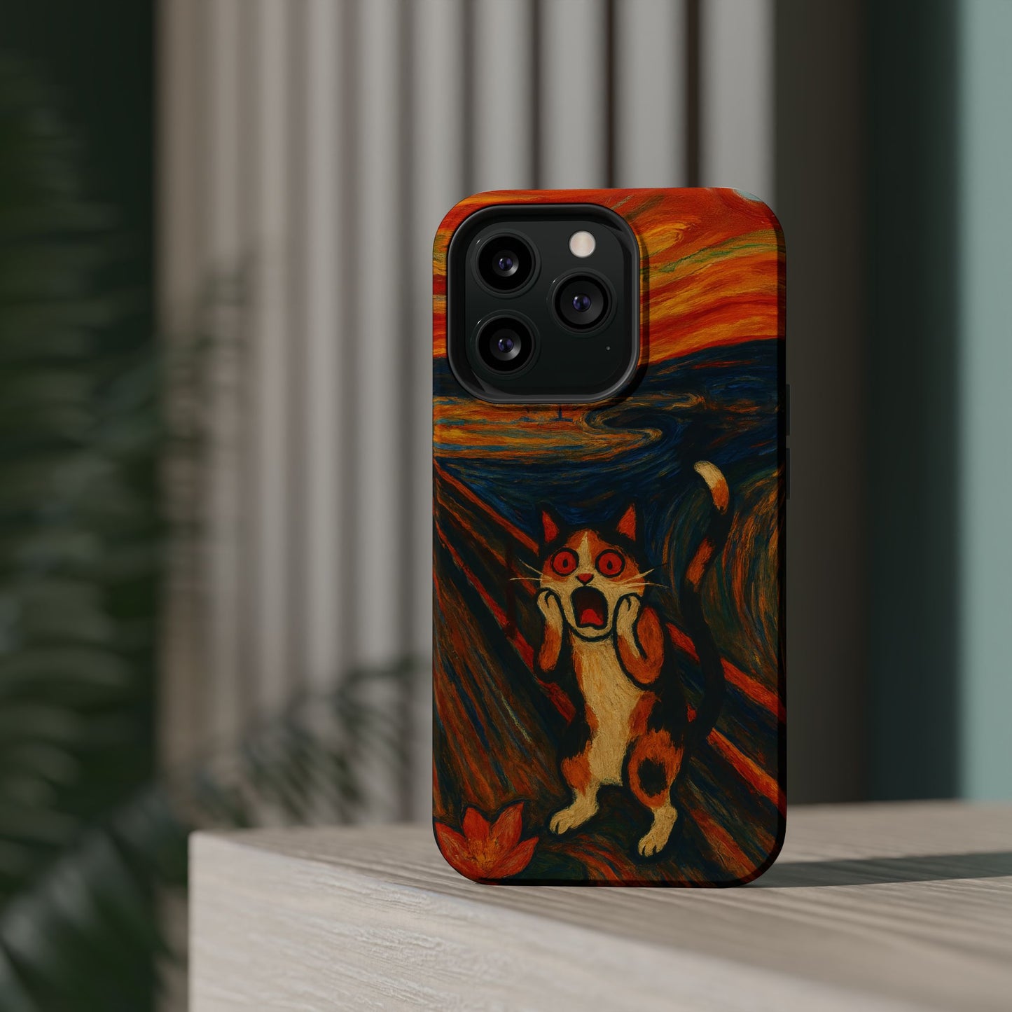 The Cat Scream – Munch Inspired – iPhone 16, 15, 14, 13 – MagSafe Magnetic Tough Case by HitStickers