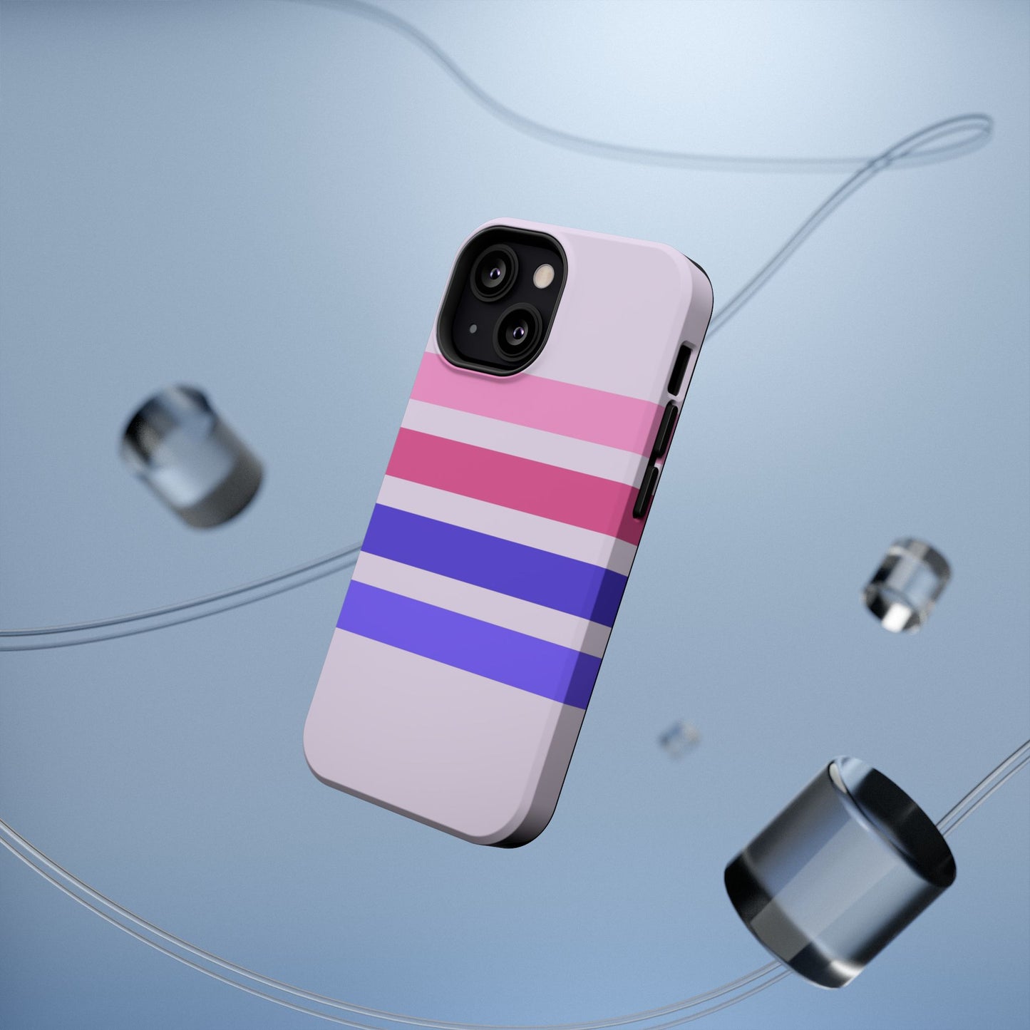Lavender Love Striped – iPhone 16, 15, 14, 13 – MagSafe Magnetic Tough Case by HitStickers