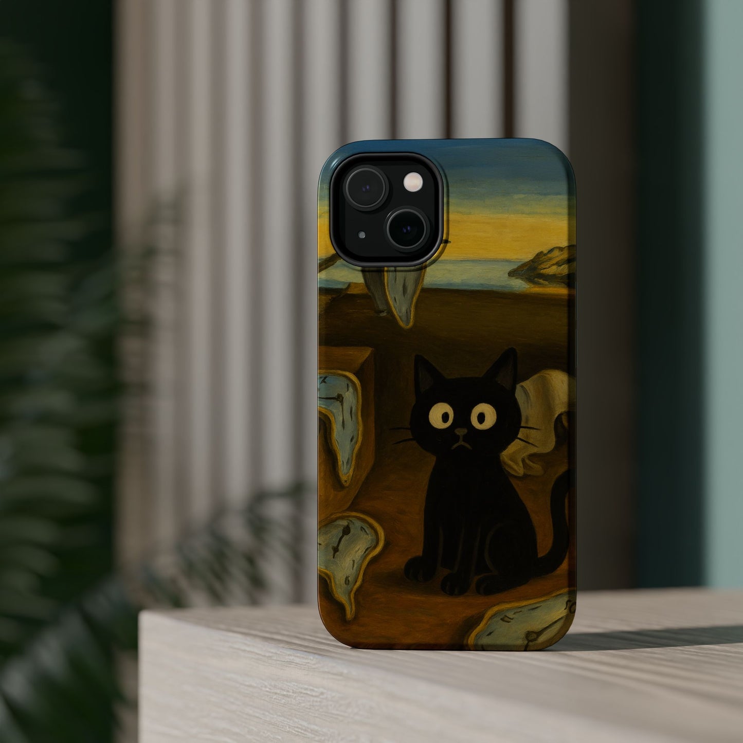The Cat of Melting Time – Dalí Inspired – iPhone 16, 15, 14, 13 – MagSafe Magnetic Tough Case by HitStickers