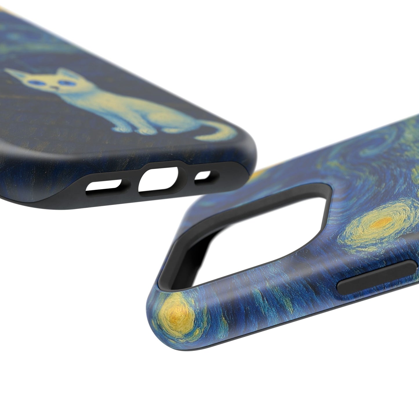 Starry Night Cat – Van Gogh Inspired – iPhone 16, 15, 14, 13 – MagSafe Magnetic Tough Case by HitStickers