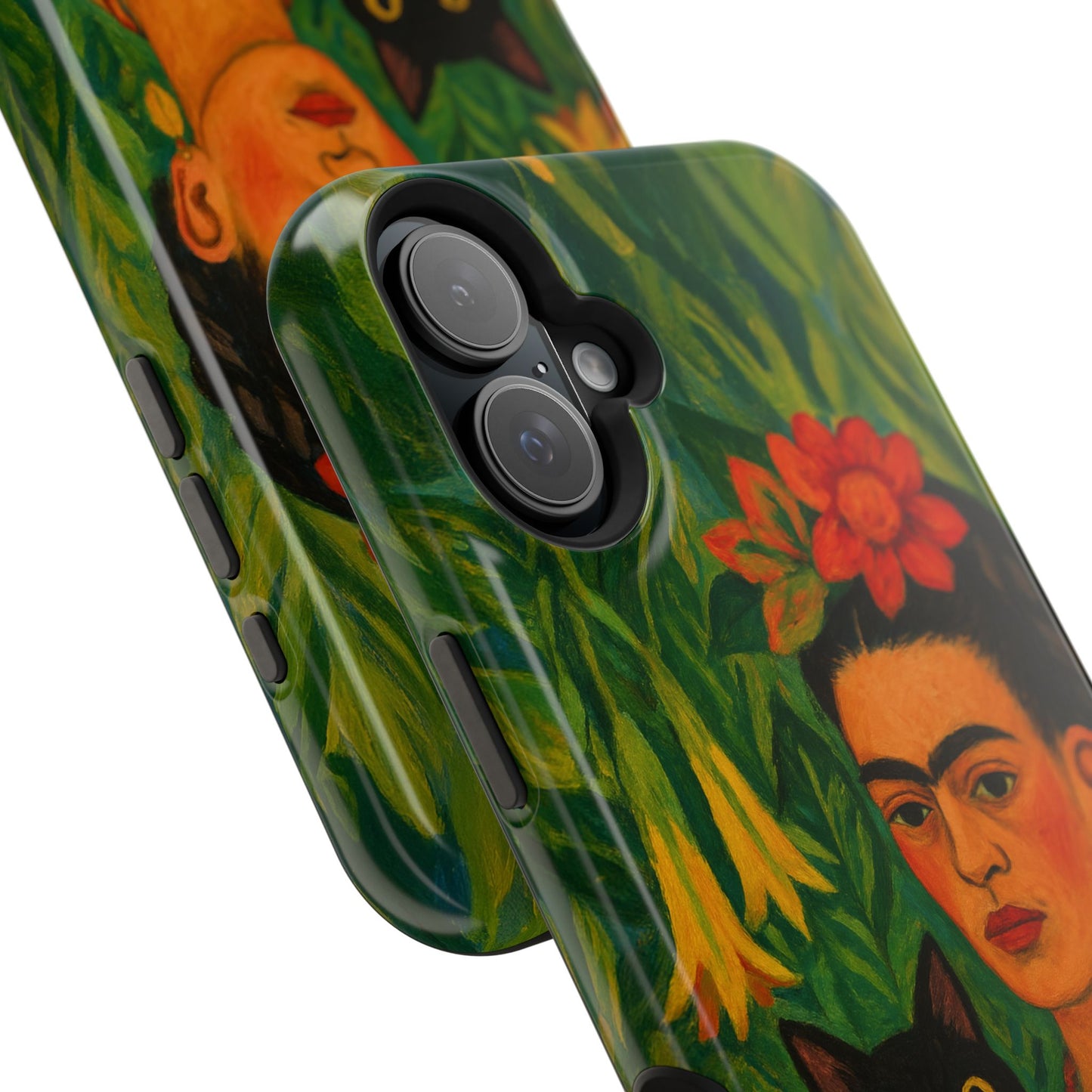 Frida & the Black Cat – Kahlo Inspired – iPhone 16, 15, 14, 13 – MagSafe Magnetic Tough Case by HitStickers