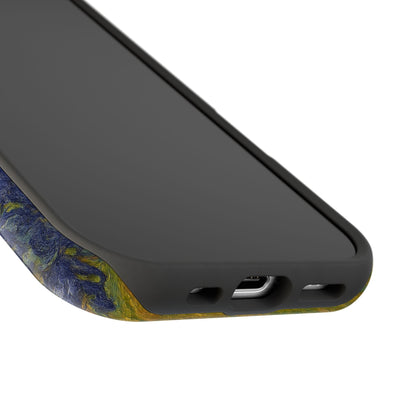 Peaceful Cat in Irises – Van Gogh Inspired – iPhone 16, 15, 14, 13 – MagSafe Magnetic Tough Case by HitStickers
