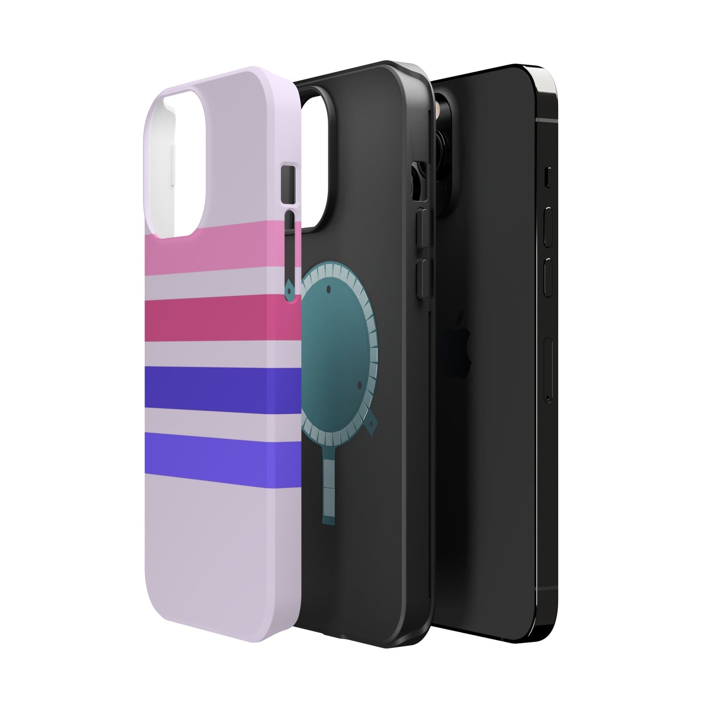 Lavender Love Striped – iPhone 16, 15, 14, 13 – MagSafe Magnetic Tough Case by HitStickers