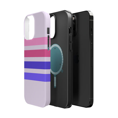 Lavender Love Striped – iPhone 16, 15, 14, 13 – MagSafe Magnetic Tough Case by HitStickers