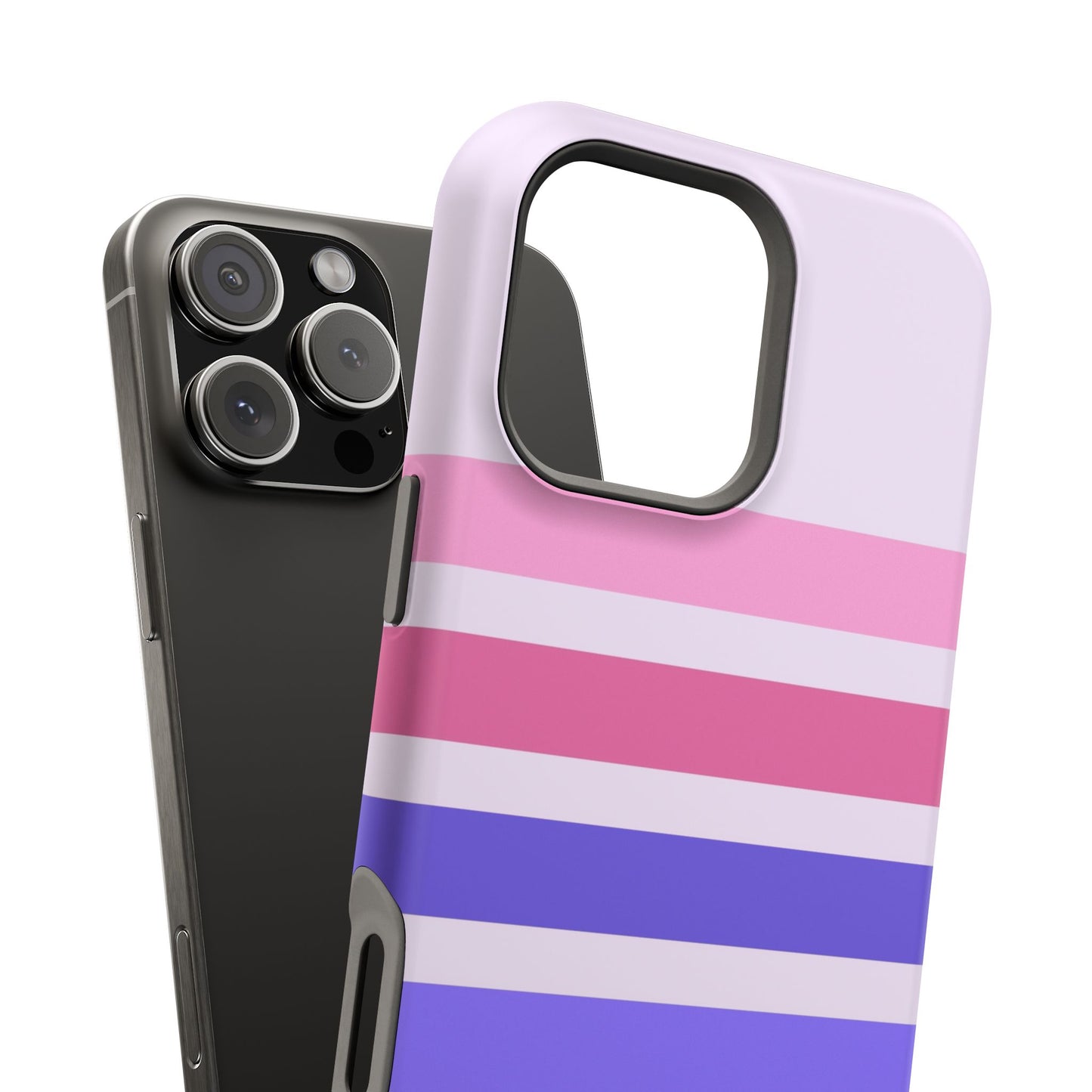 Lavender Love Striped – iPhone 16, 15, 14, 13 – MagSafe Magnetic Tough Case by HitStickers