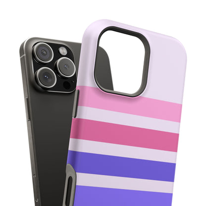 Lavender Love Striped – iPhone 16, 15, 14, 13 – MagSafe Magnetic Tough Case by HitStickers