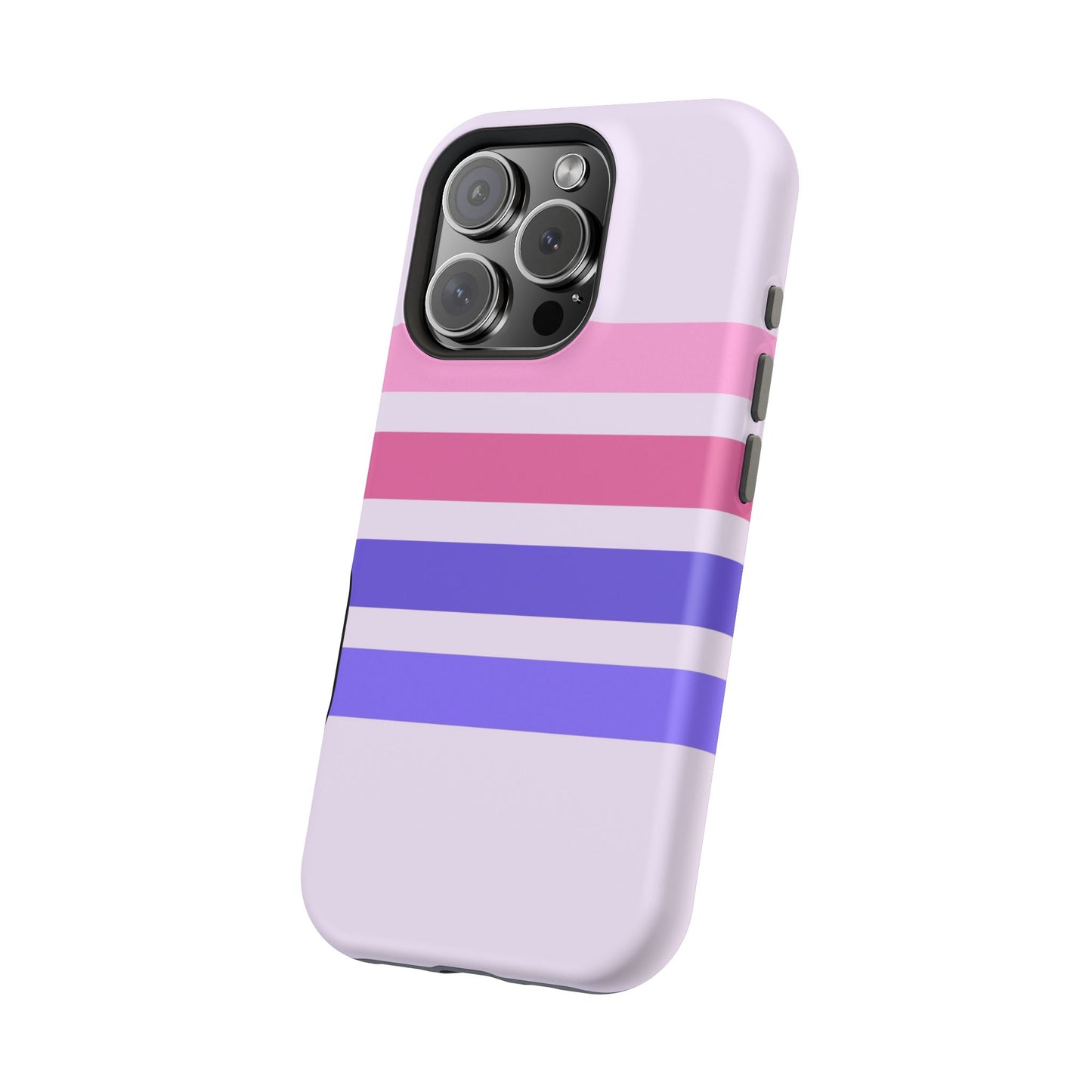 Lavender Love Striped – iPhone 16, 15, 14, 13 – MagSafe Magnetic Tough Case by HitStickers