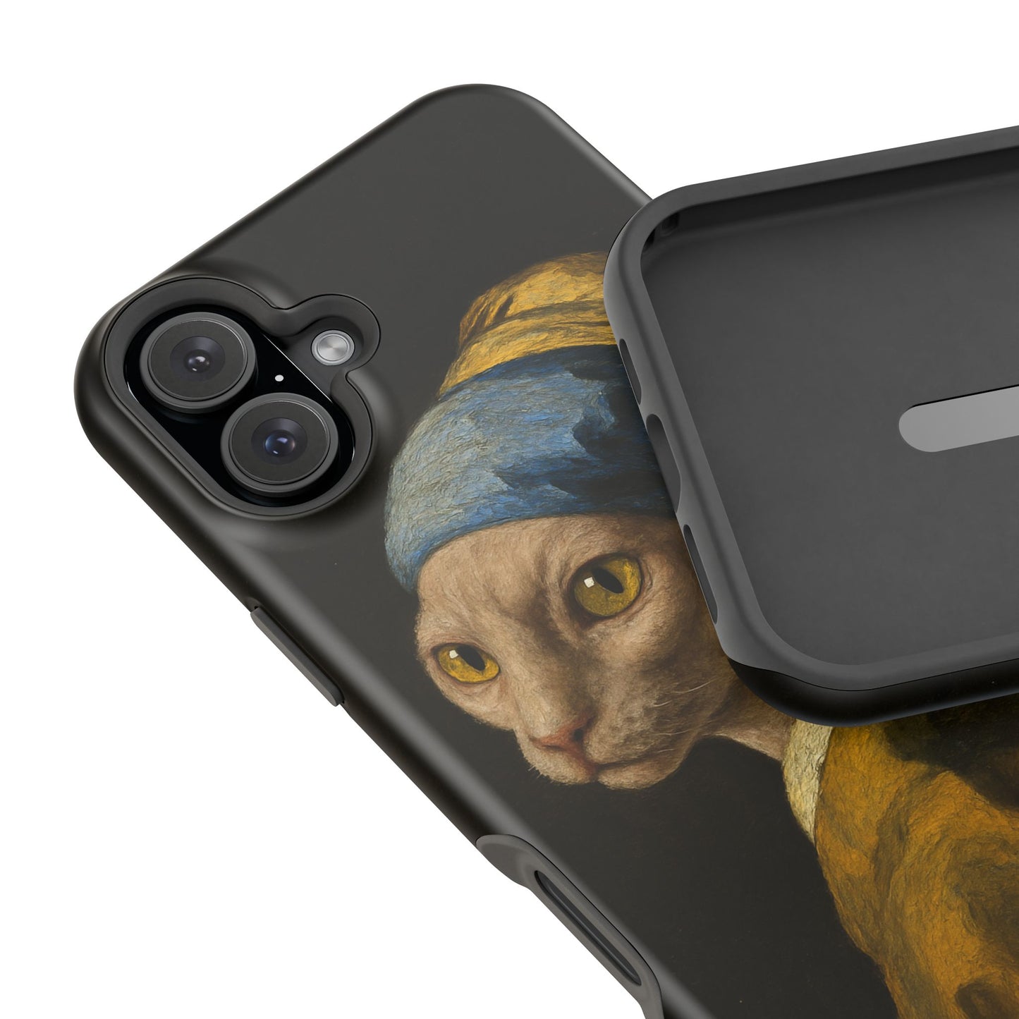 Cat with a Pearl Earring – Vermeer Inspired – iPhone 16, 15, 14, 13 – MagSafe Magnetic Tough Case by HitStickers