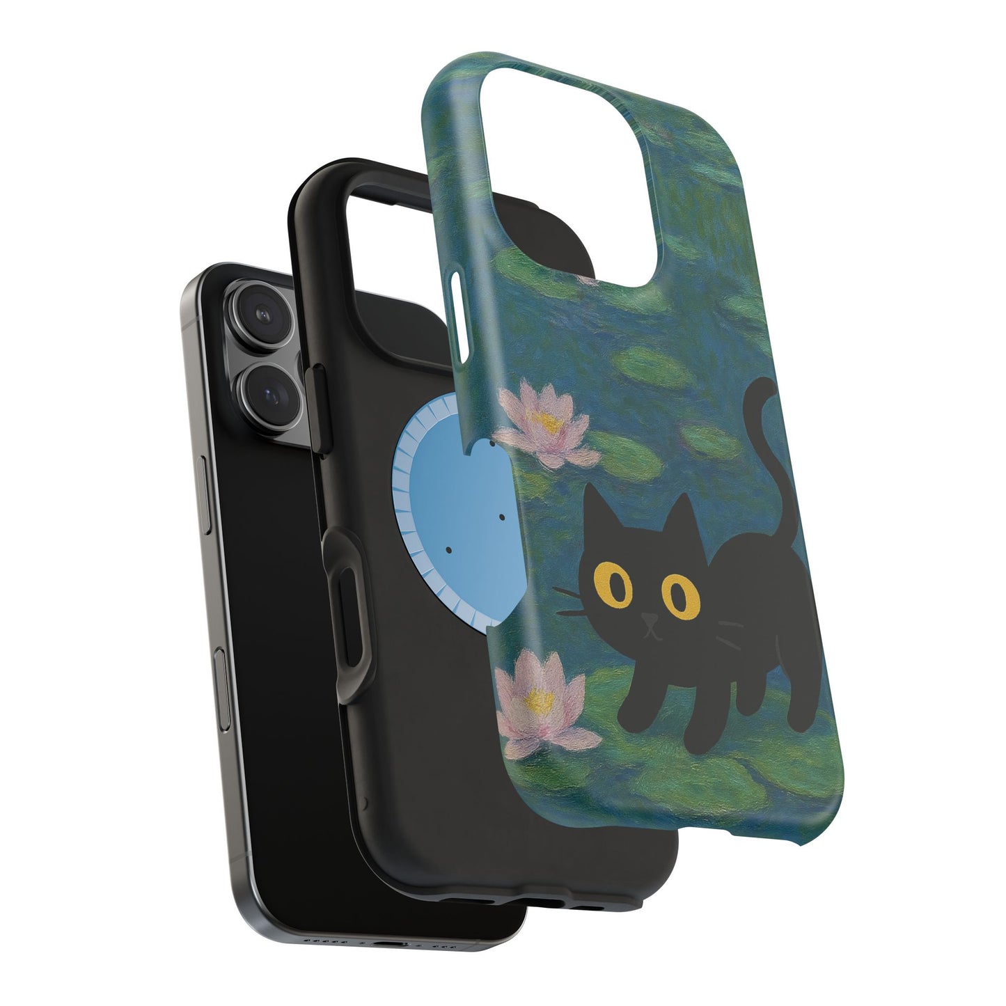 Water Lily Cat – Monet Inspired – iPhone 16, 15, 14, 13 – MagSafe Magnetic Tough Case by HitStickers
