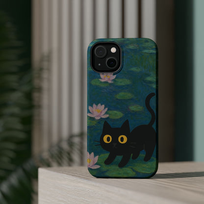 Water Lily Cat – Monet Inspired – iPhone 16, 15, 14, 13 – MagSafe Magnetic Tough Case by HitStickers