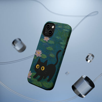 Water Lily Cat – Monet Inspired – iPhone 16, 15, 14, 13 – MagSafe Magnetic Tough Case by HitStickers