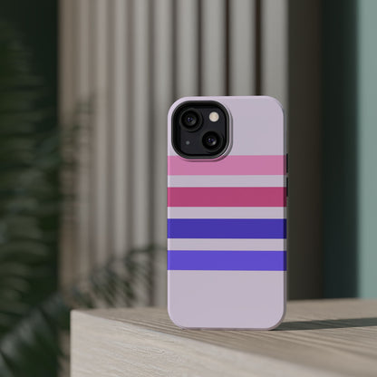 Lavender Love Striped – iPhone 16, 15, 14, 13 – MagSafe Magnetic Tough Case by HitStickers