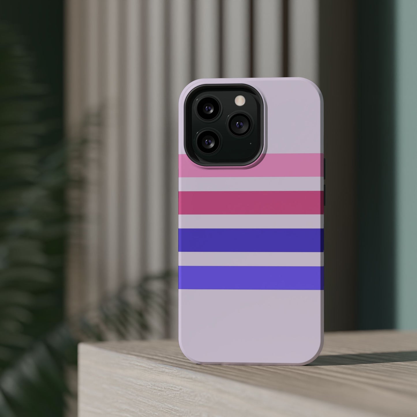 Lavender Love Striped – iPhone 16, 15, 14, 13 – MagSafe Magnetic Tough Case by HitStickers