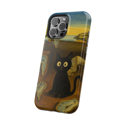 The Cat of Melting Time – Dalí Inspired – iPhone 16, 15, 14, 13 – MagSafe Magnetic Tough Case by HitStickers