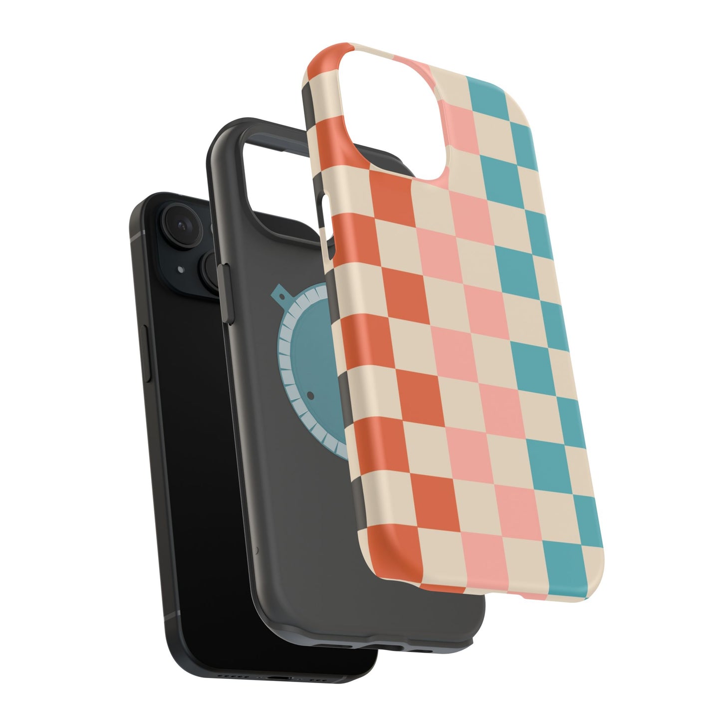 Retro Check Pop – iPhone 16, 15, 14, 13 – MagSafe Magnetic Tough Case by HitStickers
