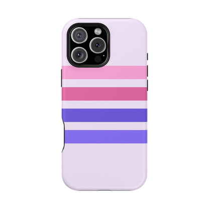 Lavender Love Striped – iPhone 16, 15, 14, 13 – MagSafe Magnetic Tough Case by HitStickers