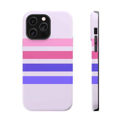 Lavender Love Striped – iPhone 16, 15, 14, 13 – MagSafe Magnetic Tough Case by HitStickers