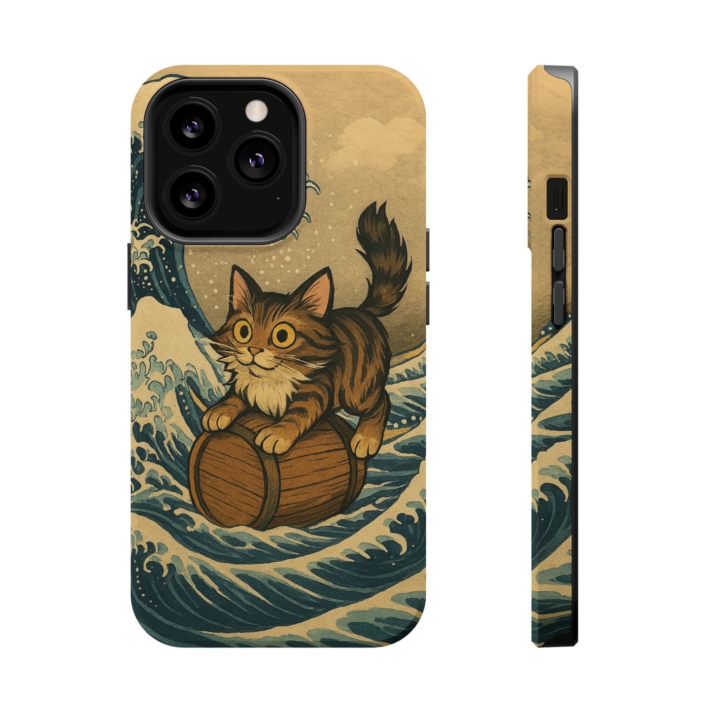 The Great Wave Cat – Hokusai Inspired – iPhone 16, 15, 14, 13 – MagSafe Magnetic Tough Case by HitStickers