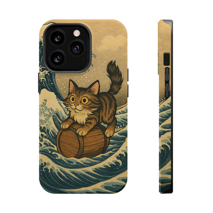 The Great Wave Cat – Hokusai Inspired – iPhone 16, 15, 14, 13 – MagSafe Magnetic Tough Case by HitStickers