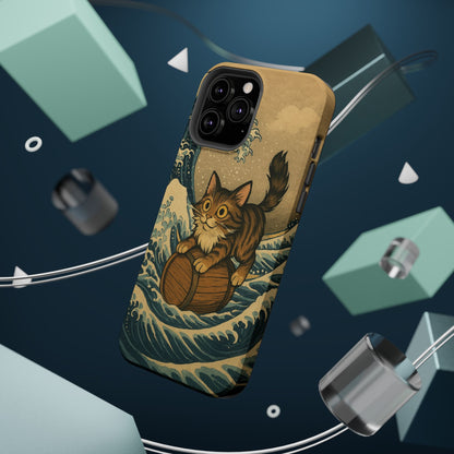 The Great Wave Cat – Hokusai Inspired – iPhone 16, 15, 14, 13 – MagSafe Magnetic Tough Case by HitStickers