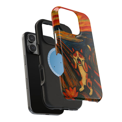 The Cat Scream – Munch Inspired – iPhone 16, 15, 14, 13 – MagSafe Magnetic Tough Case by HitStickers