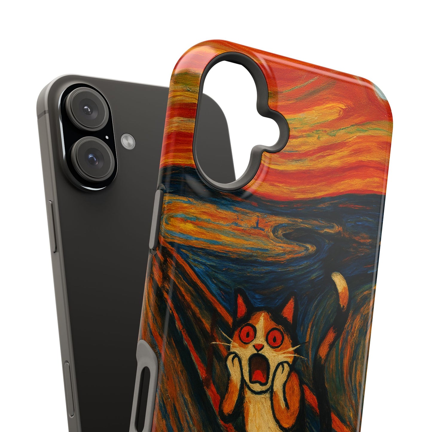 The Cat Scream – Munch Inspired – iPhone 16, 15, 14, 13 – MagSafe Magnetic Tough Case by HitStickers