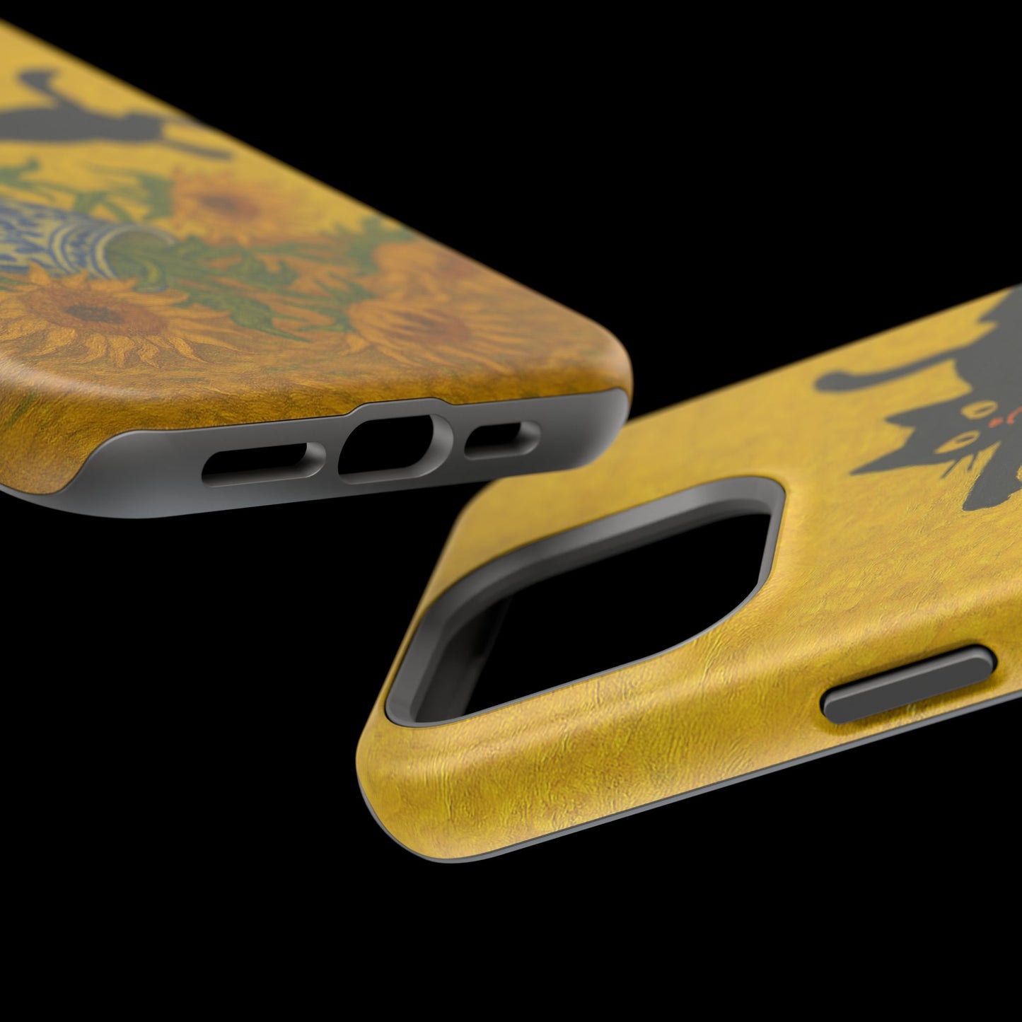 Mischievous Cat & Sunflowers – Van Gogh Inspired – iPhone 16, 15, 14, 13 – MagSafe Magnetic Tough Case by HitStickers