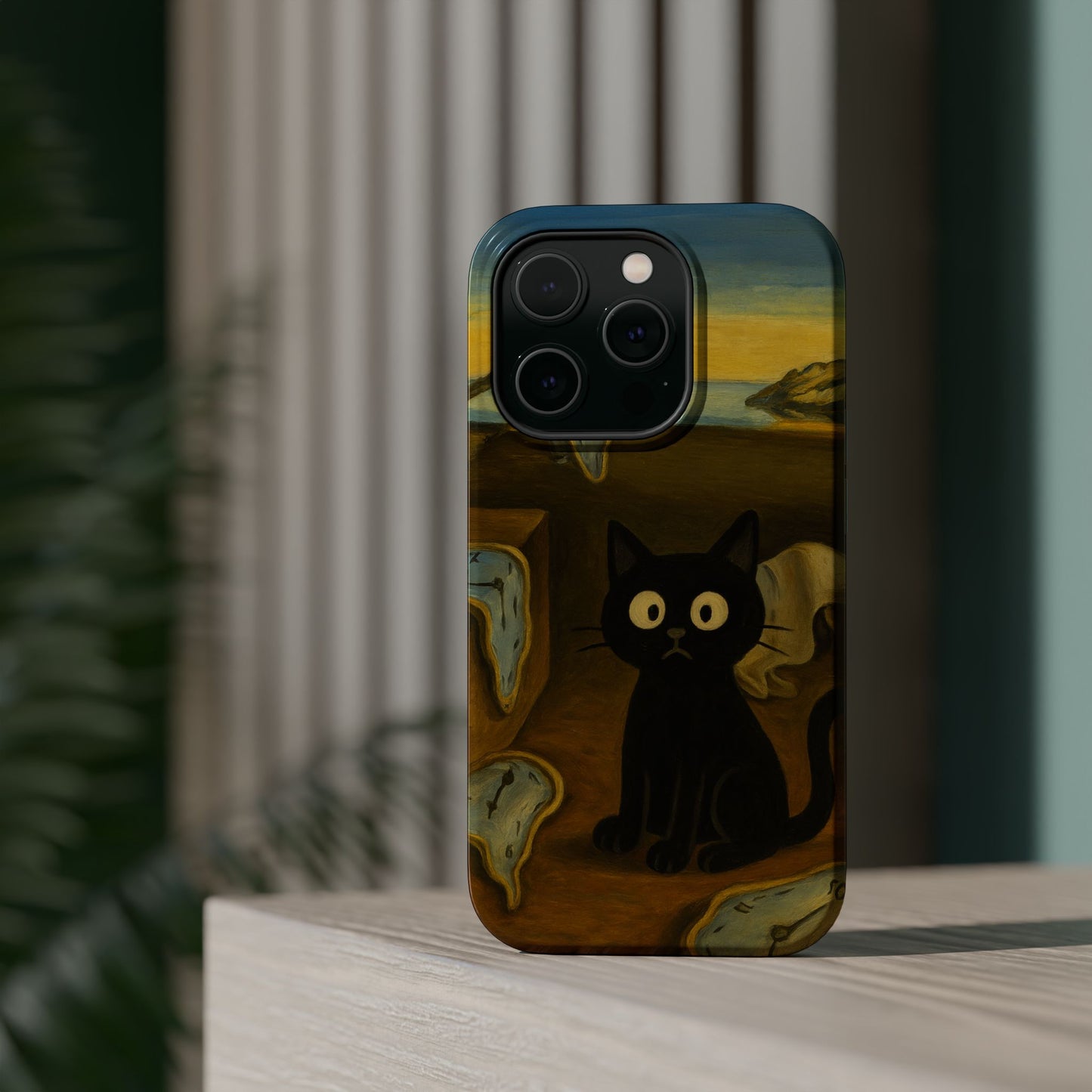 The Cat of Melting Time – Dalí Inspired – iPhone 16, 15, 14, 13 – MagSafe Magnetic Tough Case by HitStickers