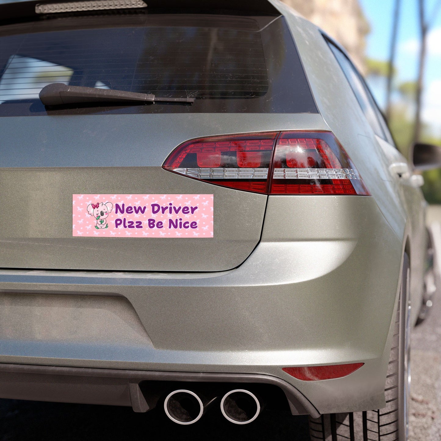 New Driver, Plzz Be Nice - Cute New Driver Car Magnet – Pink Aesthetic Bumper Magnet Sign for Student Drivers