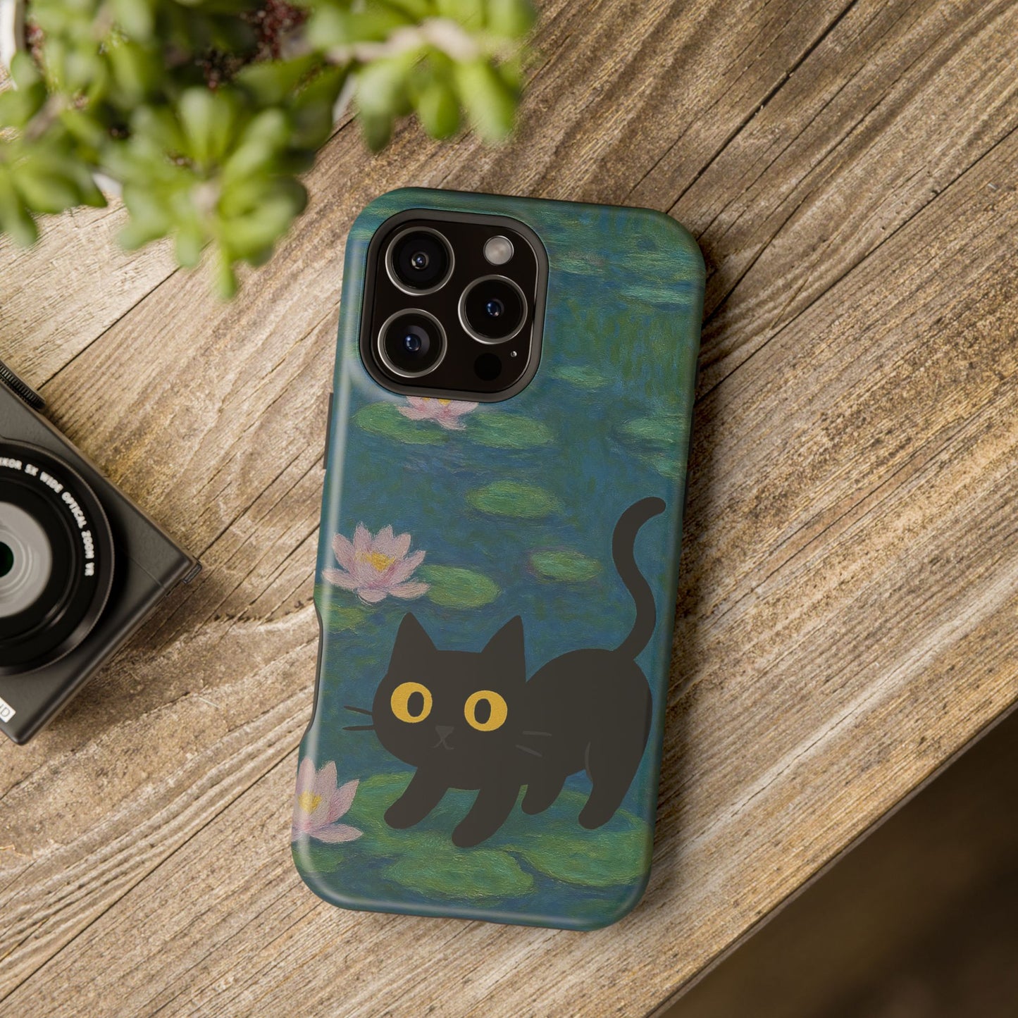 Water Lily Cat – Monet Inspired – iPhone 16, 15, 14, 13 – MagSafe Magnetic Tough Case by HitStickers