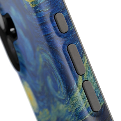 Starry Night Cat – Van Gogh Inspired – iPhone 16, 15, 14, 13 – MagSafe Magnetic Tough Case by HitStickers