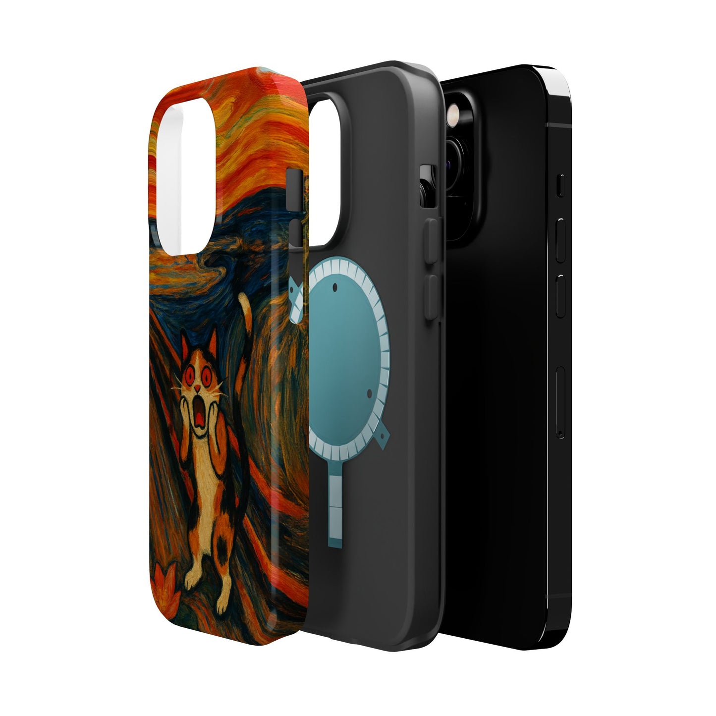 The Cat Scream – Munch Inspired – iPhone 16, 15, 14, 13 – MagSafe Magnetic Tough Case by HitStickers
