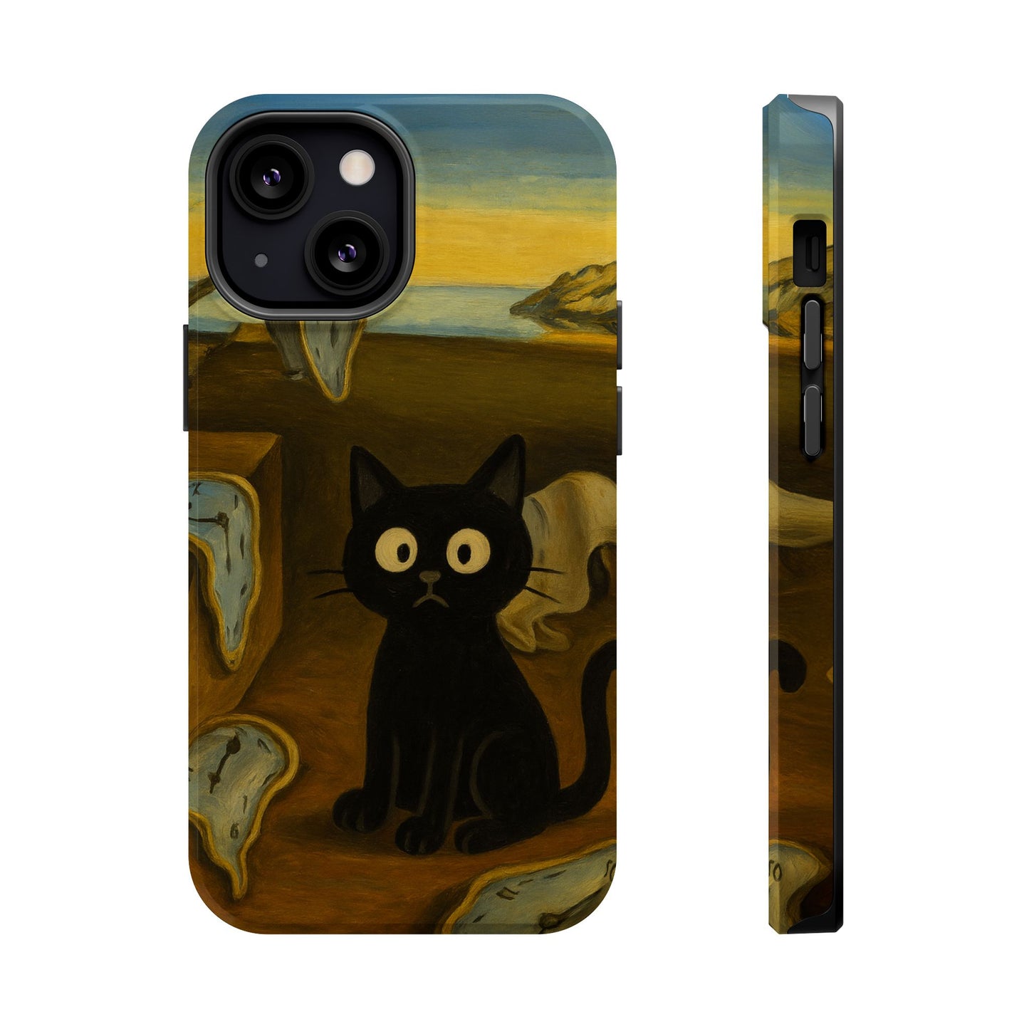 The Cat of Melting Time – Dalí Inspired – iPhone 16, 15, 14, 13 – MagSafe Magnetic Tough Case by HitStickers