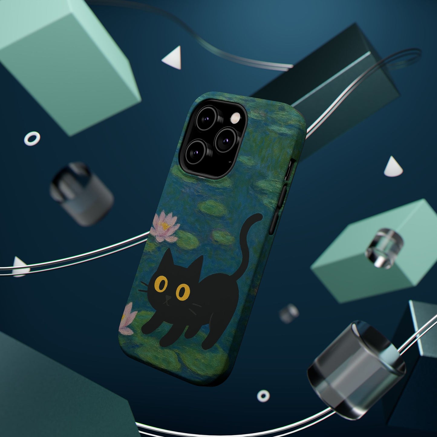 Water Lily Cat – Monet Inspired – iPhone 16, 15, 14, 13 – MagSafe Magnetic Tough Case by HitStickers