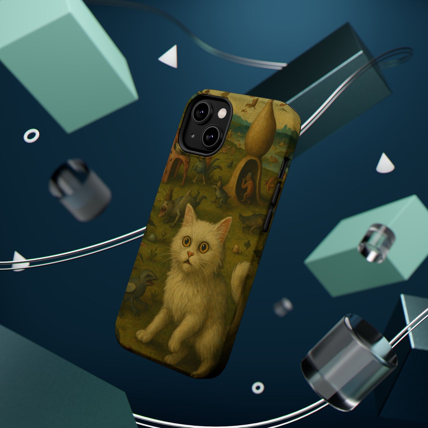 Garden of Cat Delights – Bosch Inspired – iPhone 16, 15, 14, 13 – MagSafe Magnetic Tough Case by HitStickers