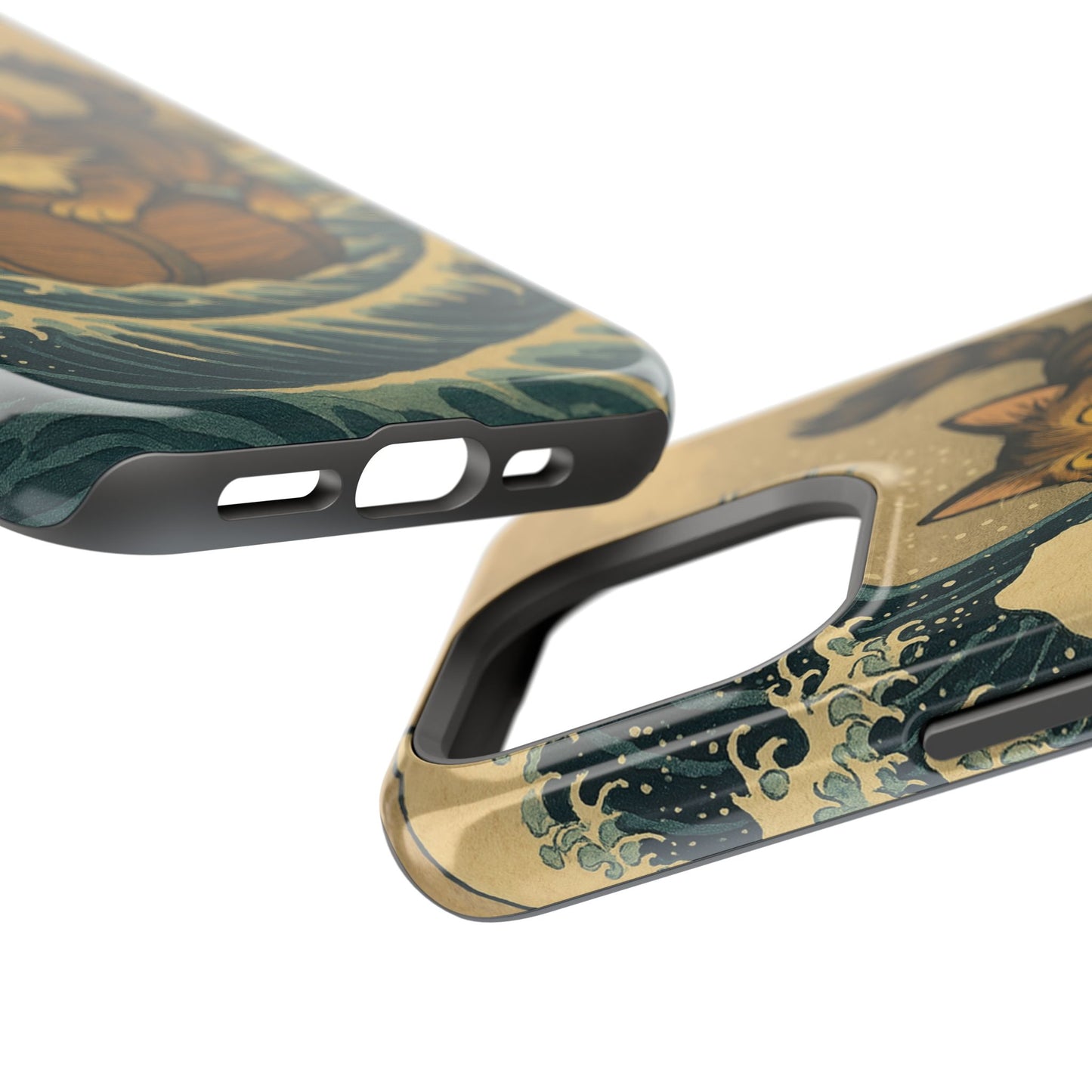 The Great Wave Cat – Hokusai Inspired – iPhone 16, 15, 14, 13 – MagSafe Magnetic Tough Case by HitStickers