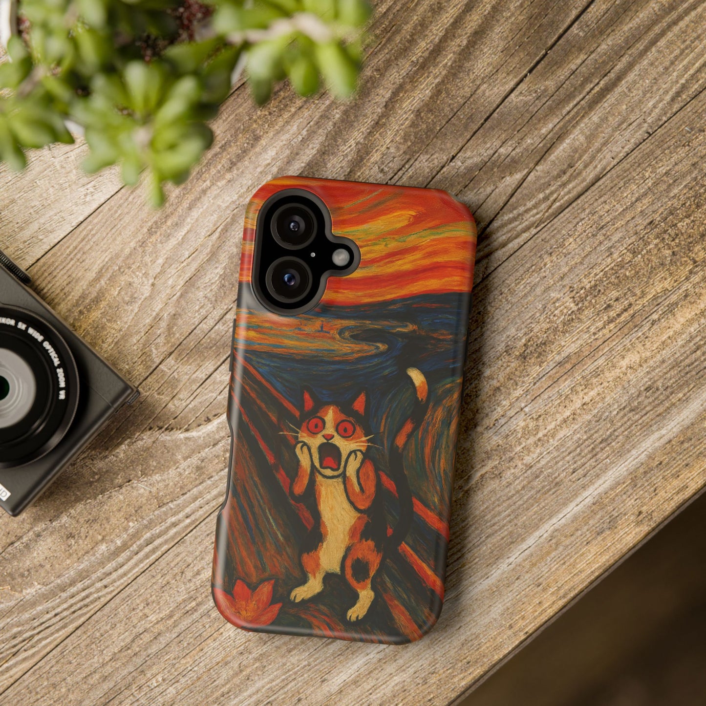 The Cat Scream – Munch Inspired – iPhone 16, 15, 14, 13 – MagSafe Magnetic Tough Case by HitStickers