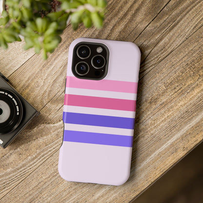 Lavender Love Striped – iPhone 16, 15, 14, 13 – MagSafe Magnetic Tough Case by HitStickers