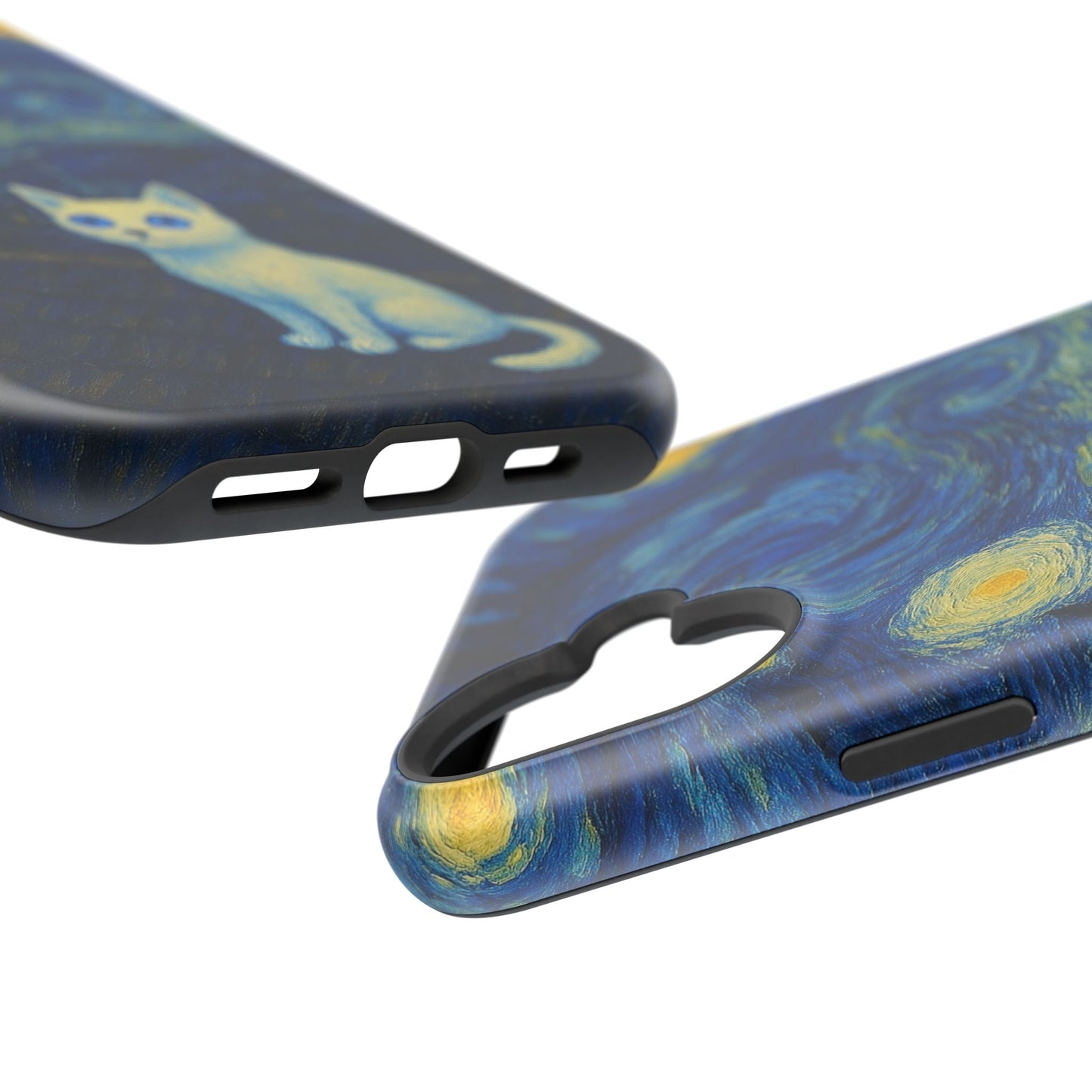 Starry Night Cat – Van Gogh Inspired – iPhone 16, 15, 14, 13 – MagSafe Magnetic Tough Case by HitStickers