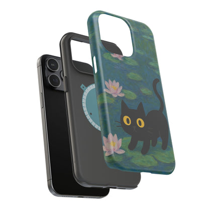 Water Lily Cat – Monet Inspired – iPhone 16, 15, 14, 13 – MagSafe Magnetic Tough Case by HitStickers